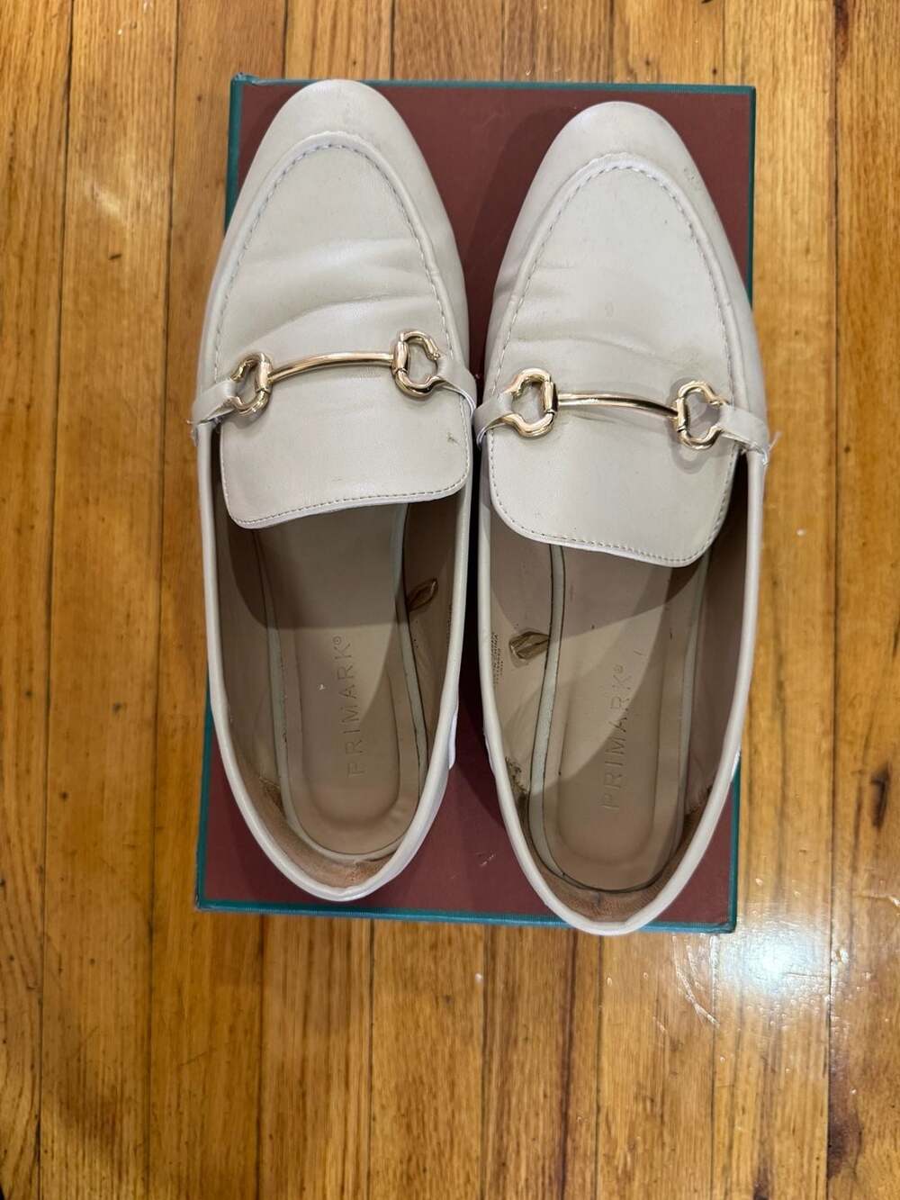 Primark Horsebit Loafers Off White Gold Hardware